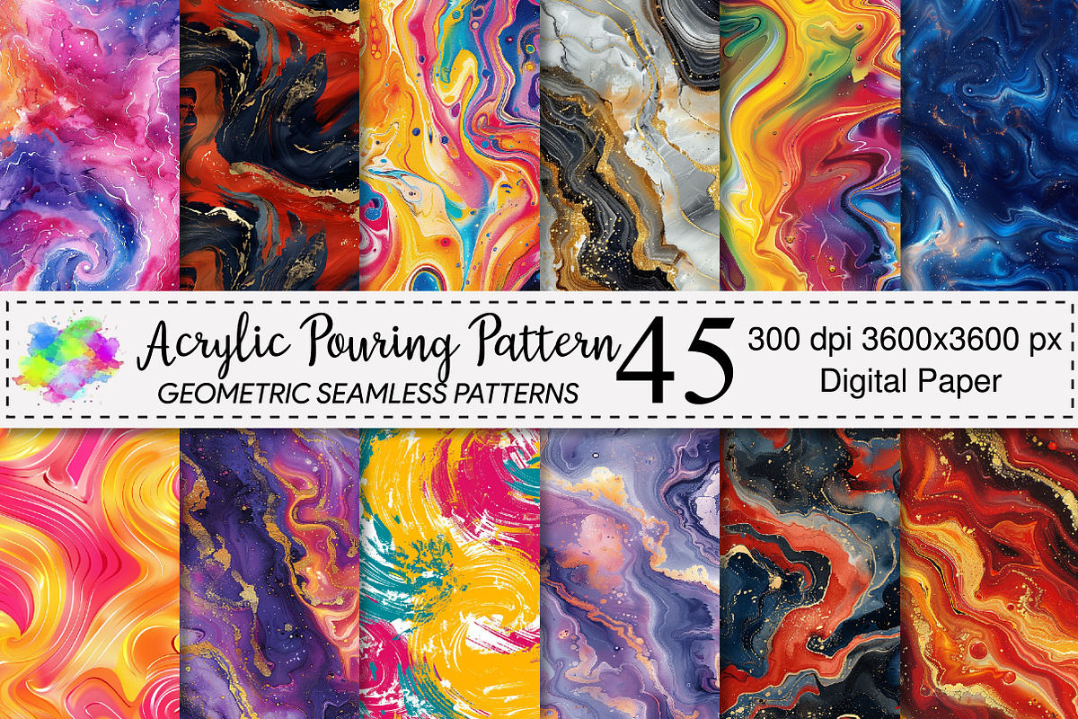 Acrylic Pouring Digital Paper Patter, a Pattern Graphic by Canvas Craft (Photo 1 of 6)