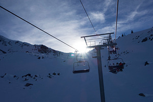 Ski lift. Up and up!