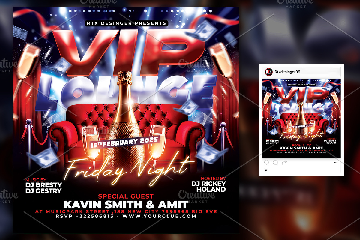 Vip Lounge Night Club Flyer Template, a Flyer Template by RTXdesinger99 (Photo 2 of 3)