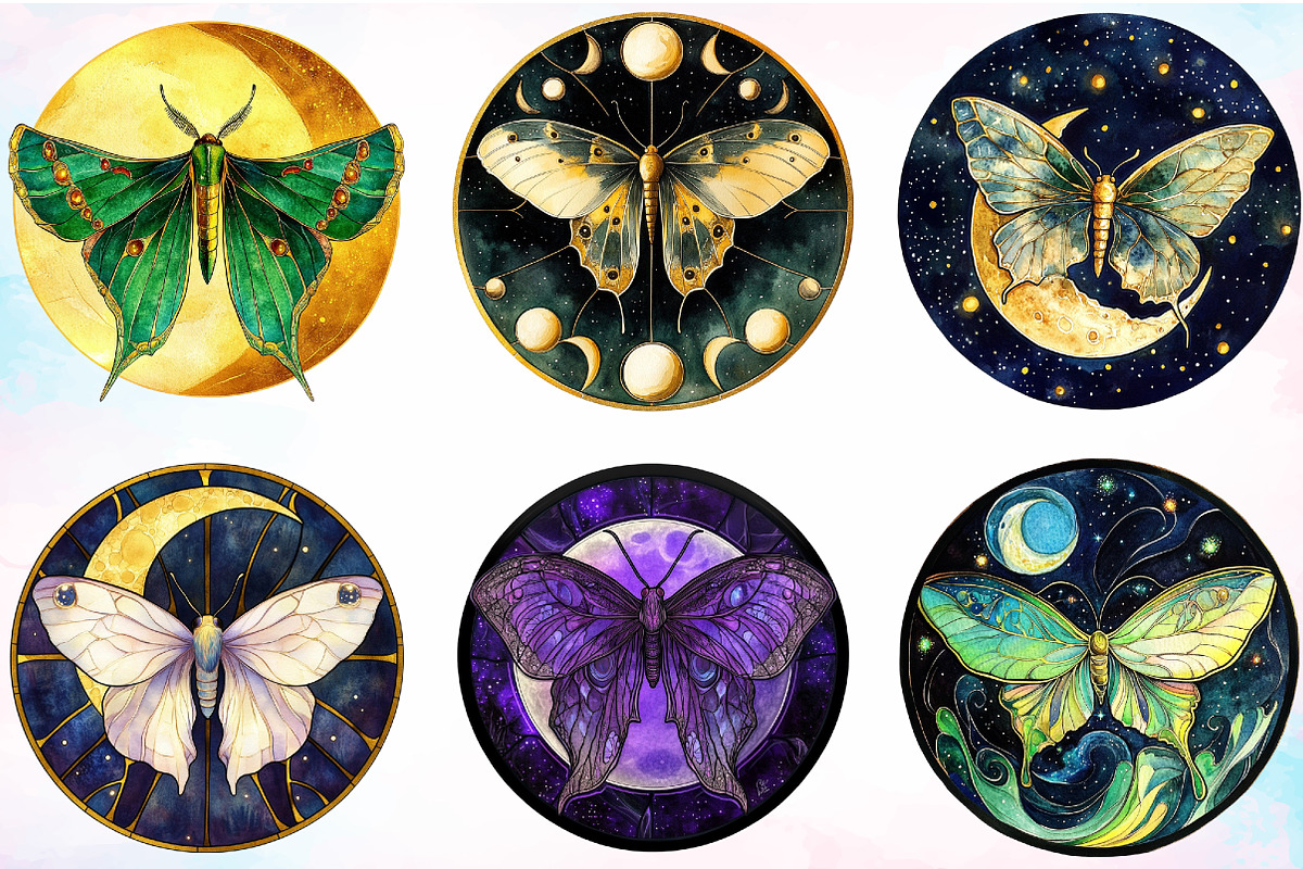 Lunar Moth and Moon Stained Glass, an Illustration by Canvas Craft (Photo 3 of 5)