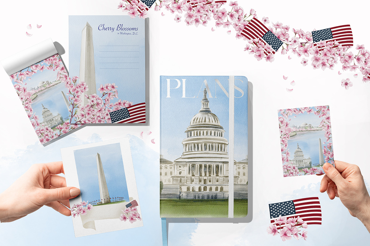 Cherry Blossoms clip art watercolor, an Illustration by Alena Sid (Photo 6 of 16)