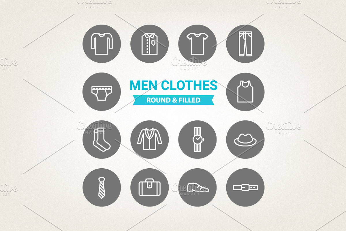 Circle men clothes icons preview 4