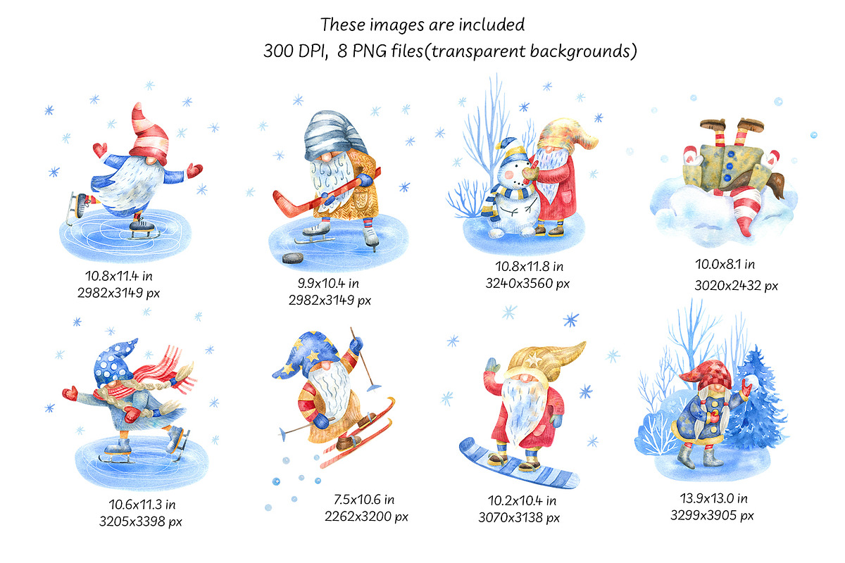 Winter Day Watercolor Collection, a Decorative Illustration by Anna Druzhkova (Photo 3 of 17)