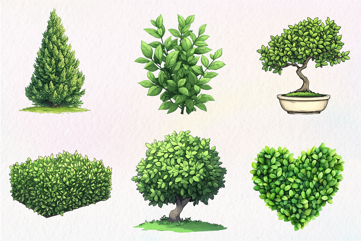 Watercolor Bushes Clipart Bundle, an Illustration by CreationArt (Photo 6 of 6)