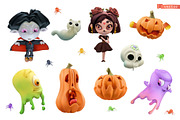 Halloween set, ghost, monster, witch, an Icon by Allevinatis Studio (Thumbnail 1 of 3)