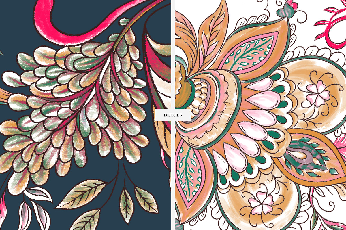 Chandira Paisley | Hand Drawn Prints, a Pattern Graphic by LEAFure (Photo 7 of 10)