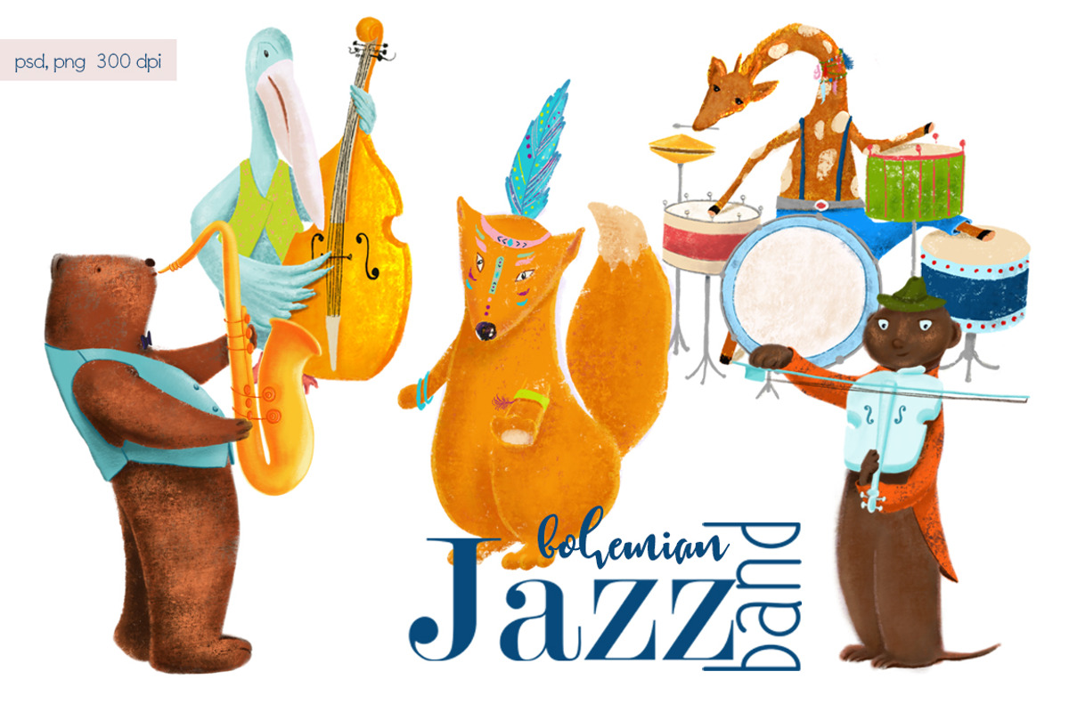 Animals jazz band., an Animal Illustration by Funny-sunny (Photo 1 of 7)