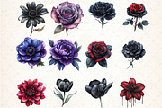 Gothic Flowers Dark Floral Clipart, an Illustration by DreamCafeArt (Thumbnail 3 of 5)