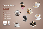 Coffee Shop 3D Icons Set, a Food & Drink 3D Model by Kmg Design (Thumbnail 1 of 2)