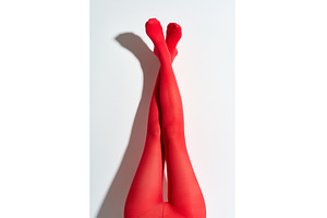 Long female legs oin red tights over, a Beauty & Fashion Photo by Gladkov photography