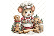 Christmas Mouse Baking Clipart JPG, a Seasonal Illustration by Memories By Lea (Thumbnail 9 of 17)