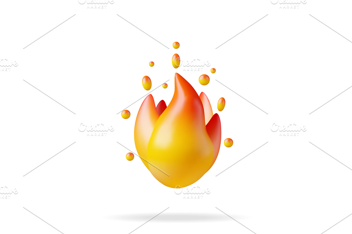 3d Fire Flame Icon Isolated on White, an Object Graphic by Abscent