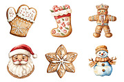 Watercolor Gingerbread Cookies PNG, an Illustration by SinaCreation (Thumbnail 3 of 7)