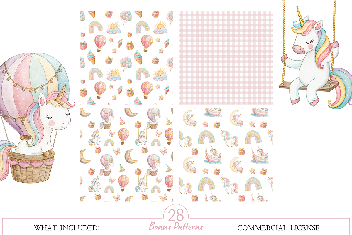 Unicorn World Watercolor Clipart, an Illustration by MockupWizard (Photo 4 of 6)