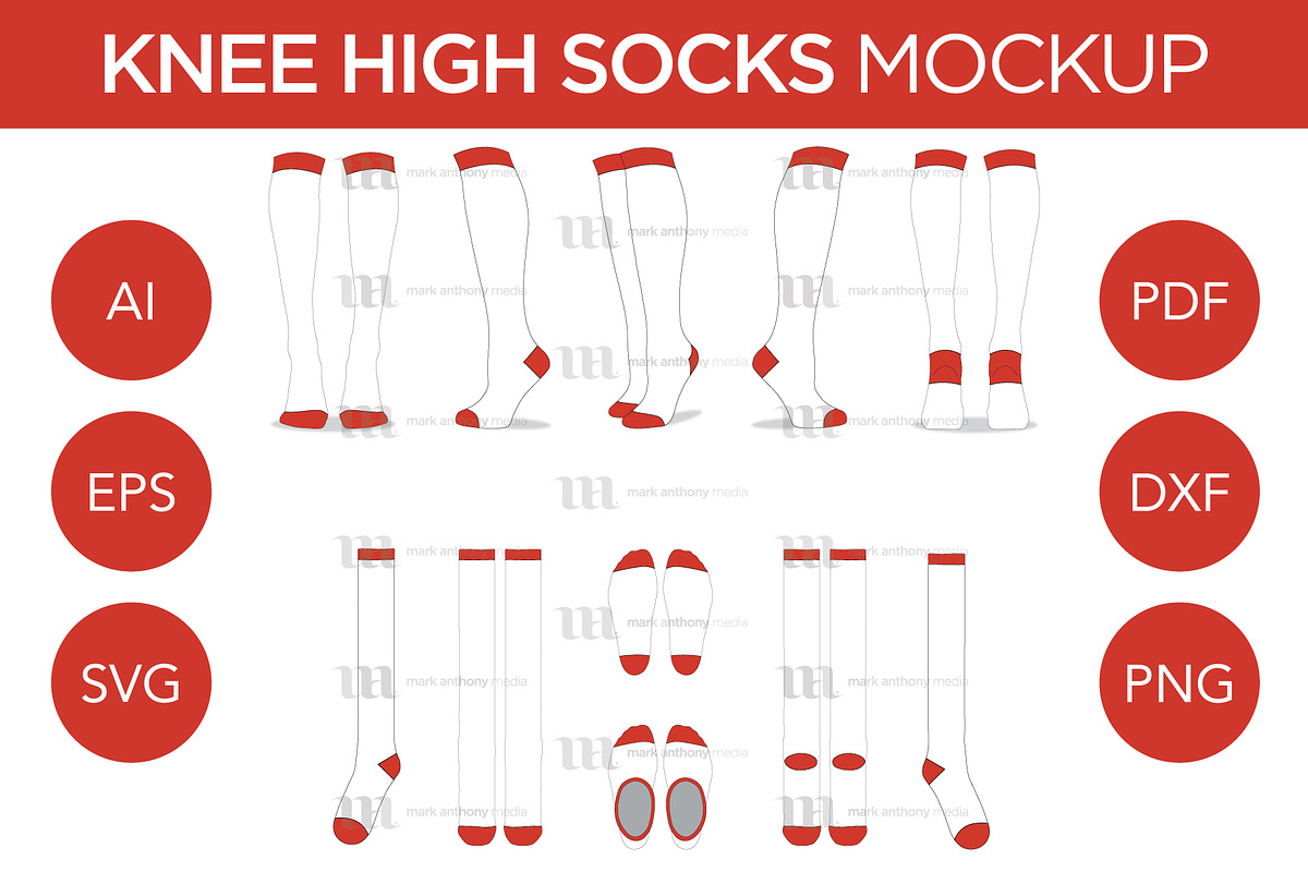 Knee High Socks - Template Mockup, an Apparel Mockup by Mark Anthony Media (Photo 1 of 4)