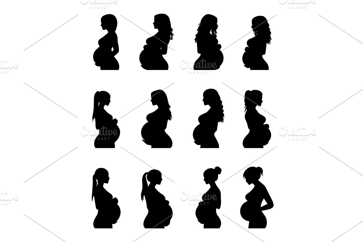 Pregnant women black silhouettes, a Person Illustration by Valerie Bodnar