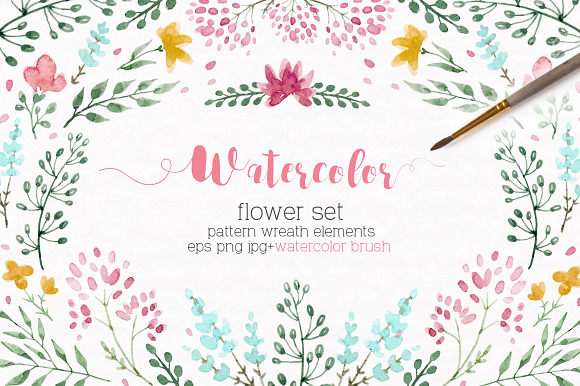 Watercolor Floral Set Brushes