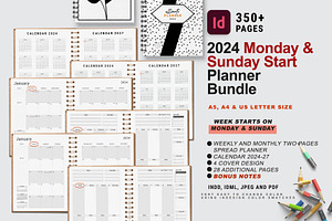 2024 Monday & Sunday Starts Planner