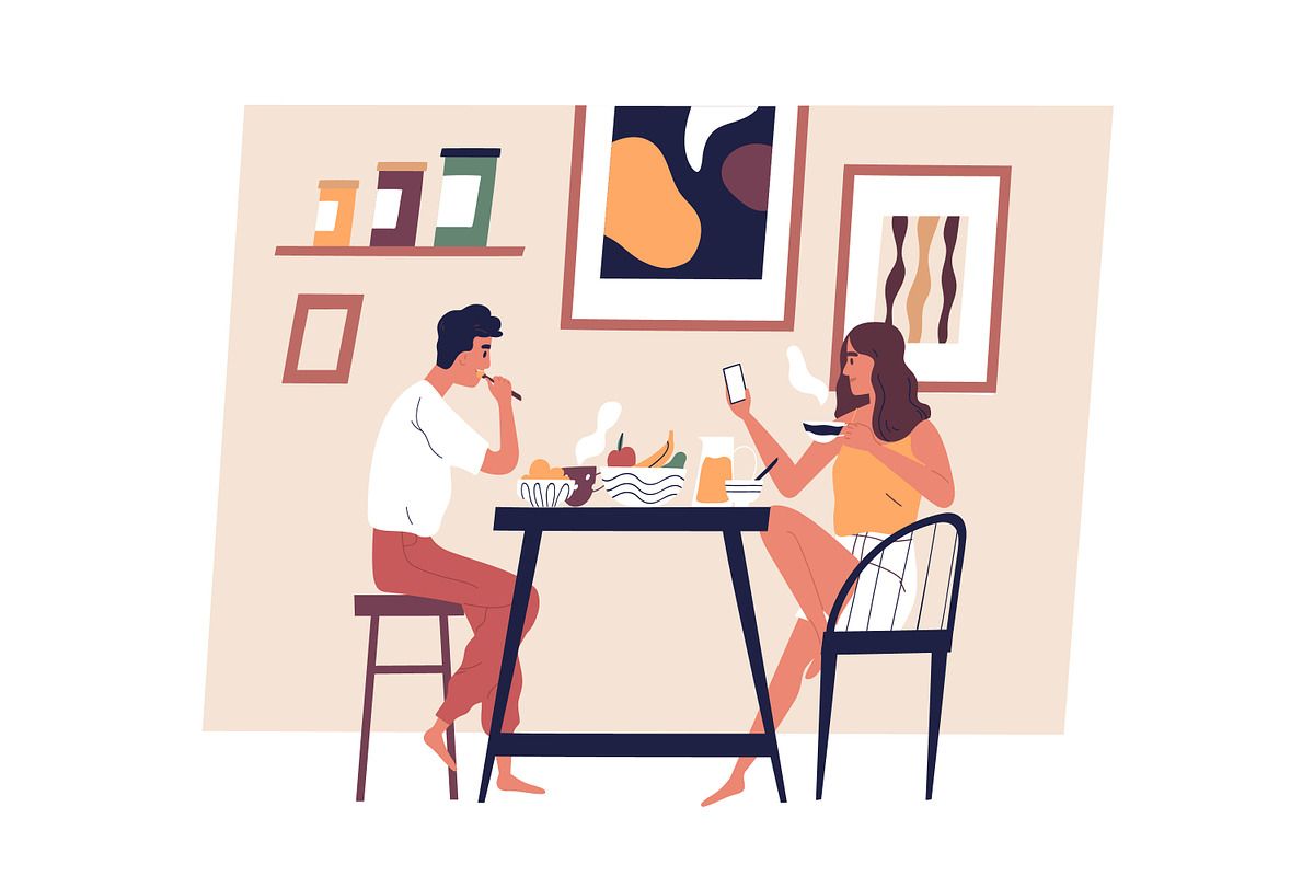Couple eating breakfast at home, a Food Illustration by Good Studio (Photo 1 of 3)
