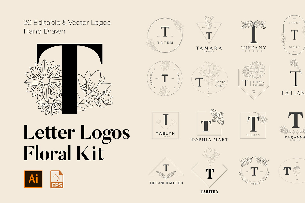 520 A to Z Floral Logos Bundle, a Branding & Logo Template by AN Productions (Photo 161 of 223)