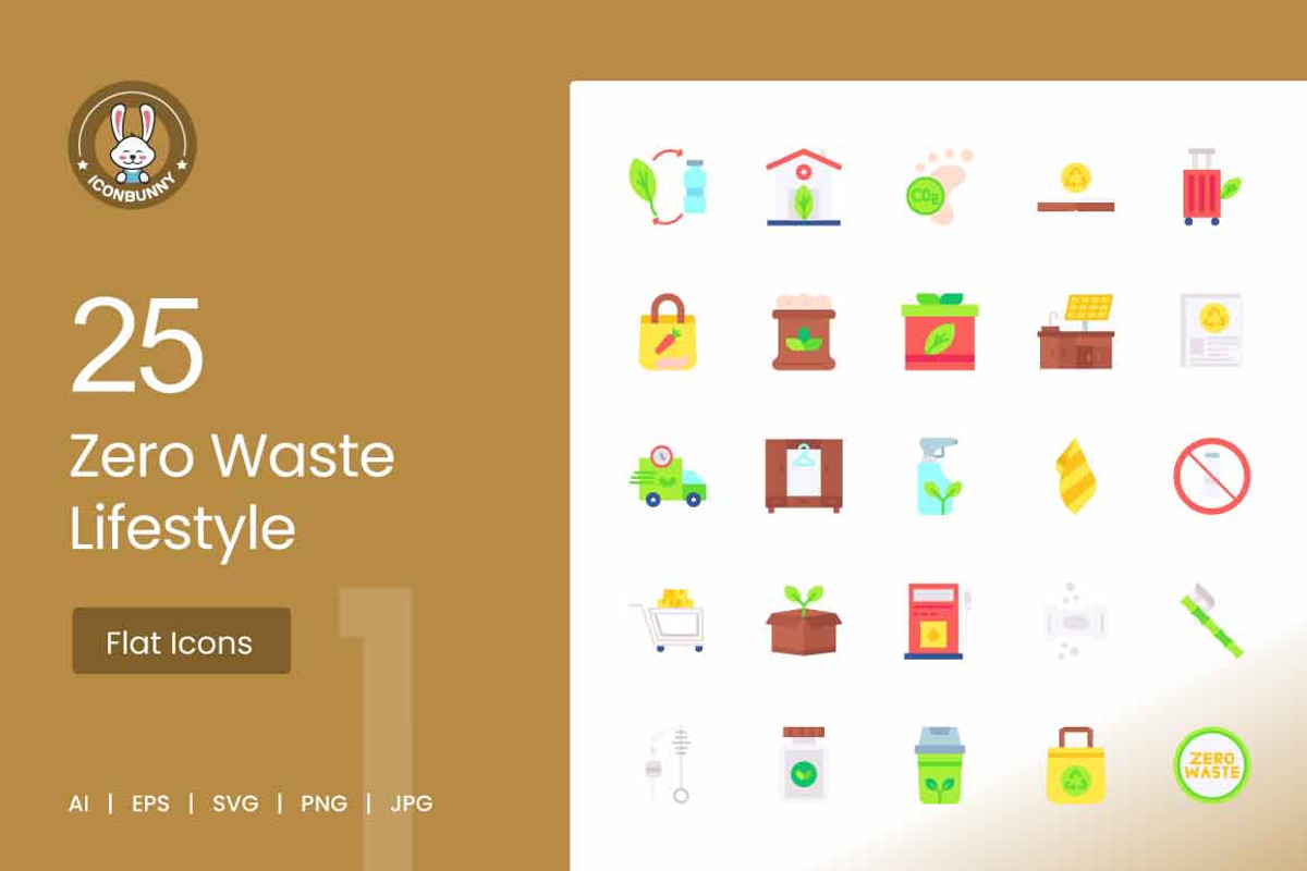 Zero Waste Lifestyle Flat Multicolor, an Icon by IconBunny (Photo 1 of 2)
