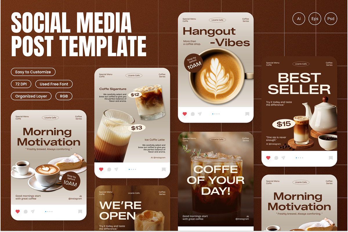 Coffeshop Instagram Post, a Social Media Template by Annora Studio (Photo 1 of 6)