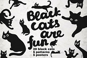 Black cats are fun!, an Animal Illustration by pineart (Thumbnail 1 of 6)