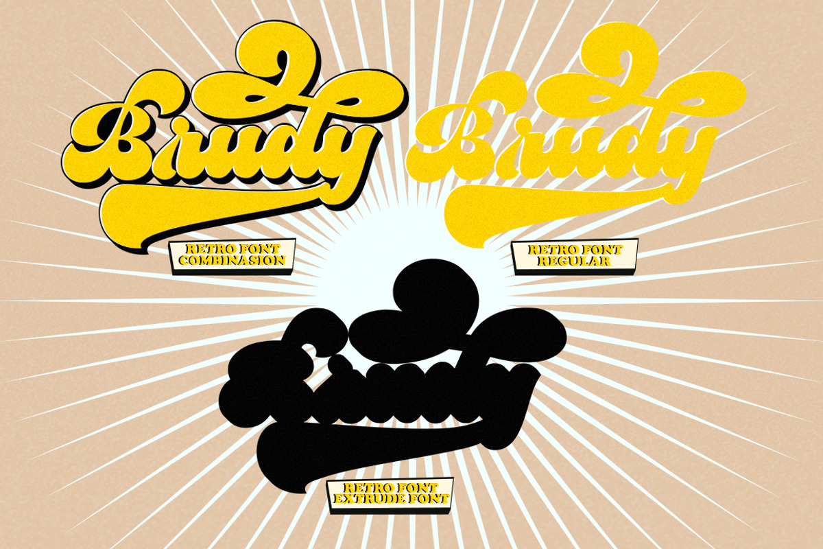Vintage Retro Font - Brudy, a Script Font by Letter Fresh (Photo 3 of 10)