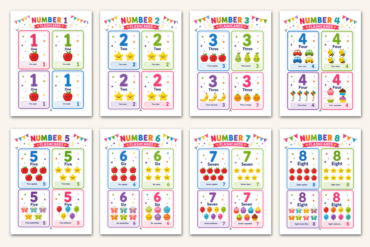 Number Flashcards, a Stationery Template by Designmela01 (Photo 2 of 5)