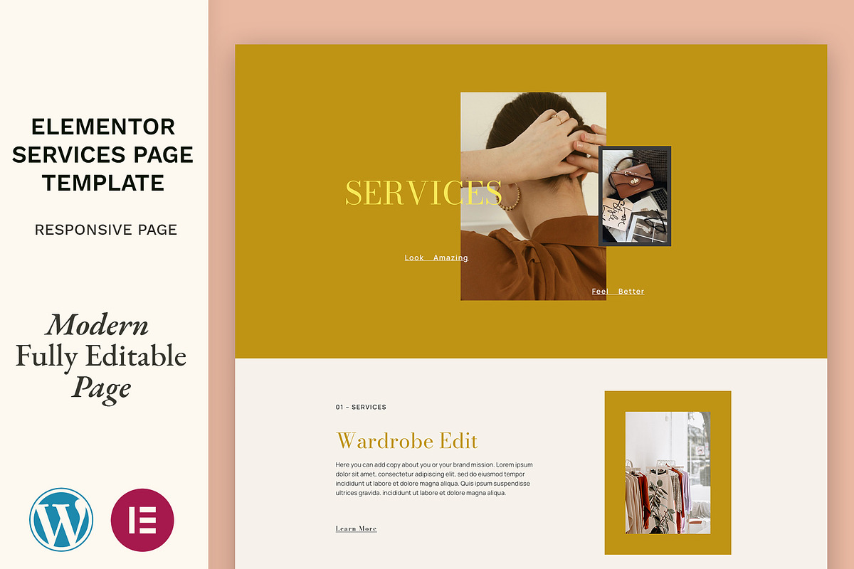 Elementor Template Services Page, a Landing Page Template by Eva Cogollos Studio (Photo 1 of 6)
