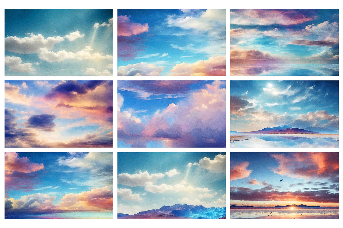 Painted Sky Pictures, Sky Landscape, a Texture Graphic by by creative paper (Photo 6 of 7)