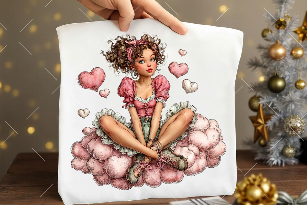 Whimsical Valentine Girl Clipart, an Illustration by OK Design (Photo 4 of 6)