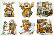 Retro Christmas Grandpa Clipart, an Illustration by Creative Art (Thumbnail 6 of 7)