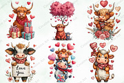 Valentine Highland Cow Clipart, an Illustration by Creative Art (Thumbnail 7 of 9)