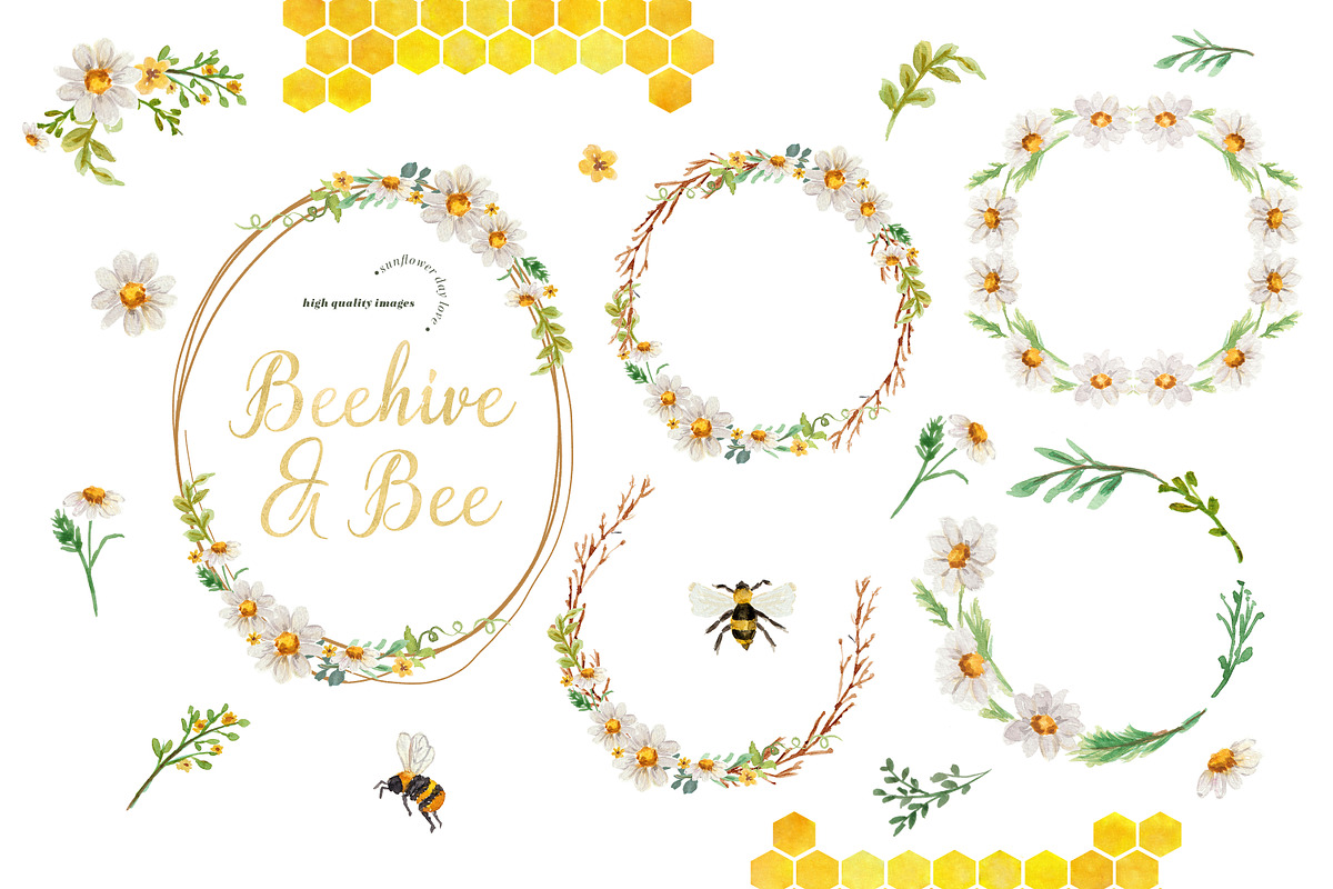 Beehive and Honey Bee Clipart, an Illustration by Sunflower Day Love (Photo 4 of 5)