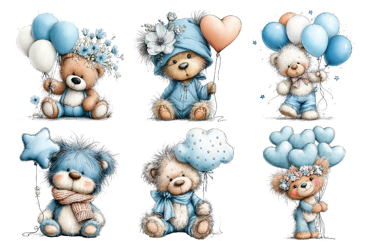 Whimsical Teddy Bear With Balloon, an Animal Illustration by Creative Art (Photo 5 of 6)