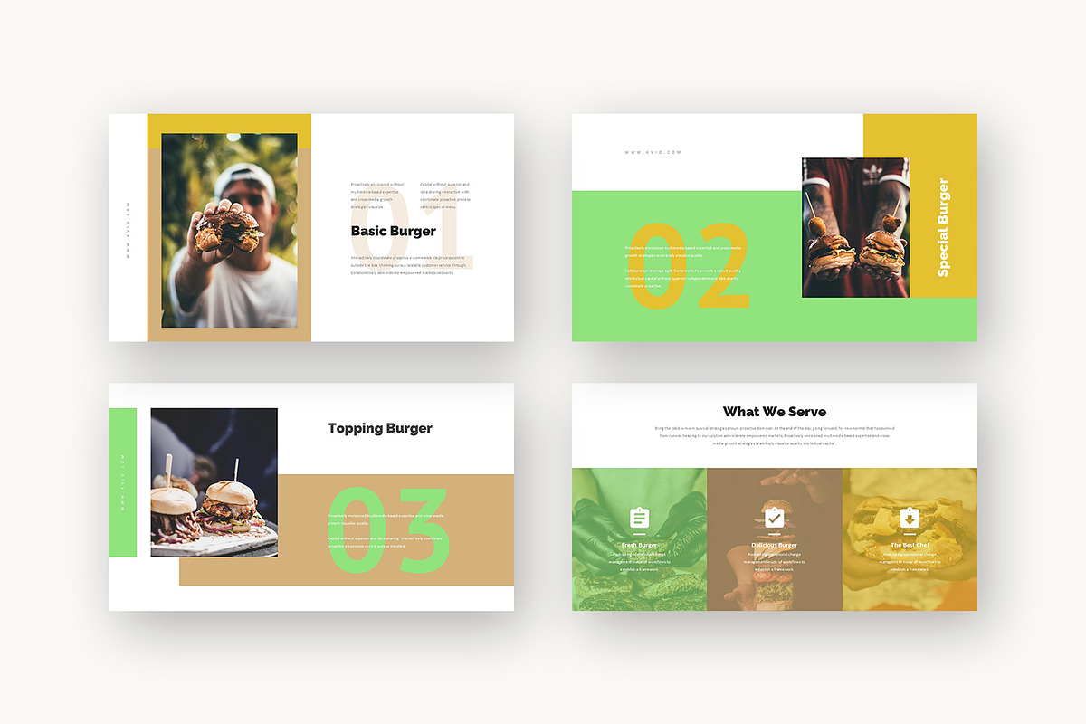 Kvio : Burger Brand Google Slides, a Presentation Template by Punkl Camp (Photo 4 of 15)