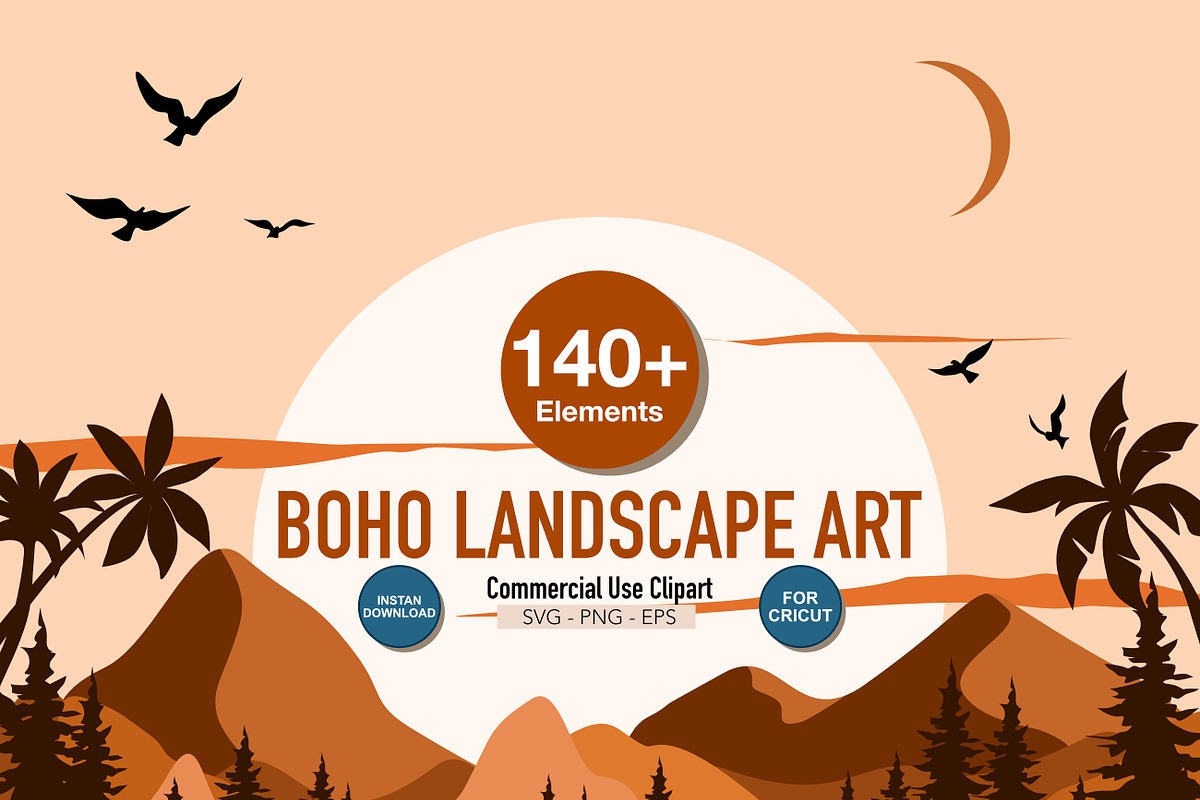 Boho Landscape Graphics Collection, a Decorative Illustration by Adora ARTS (Photo 1 of 13)