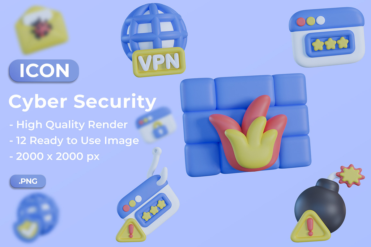 3D Cyber Security Icon Pack, an Object 3D Model by Artnivora.Std (Photo 1 of 4)