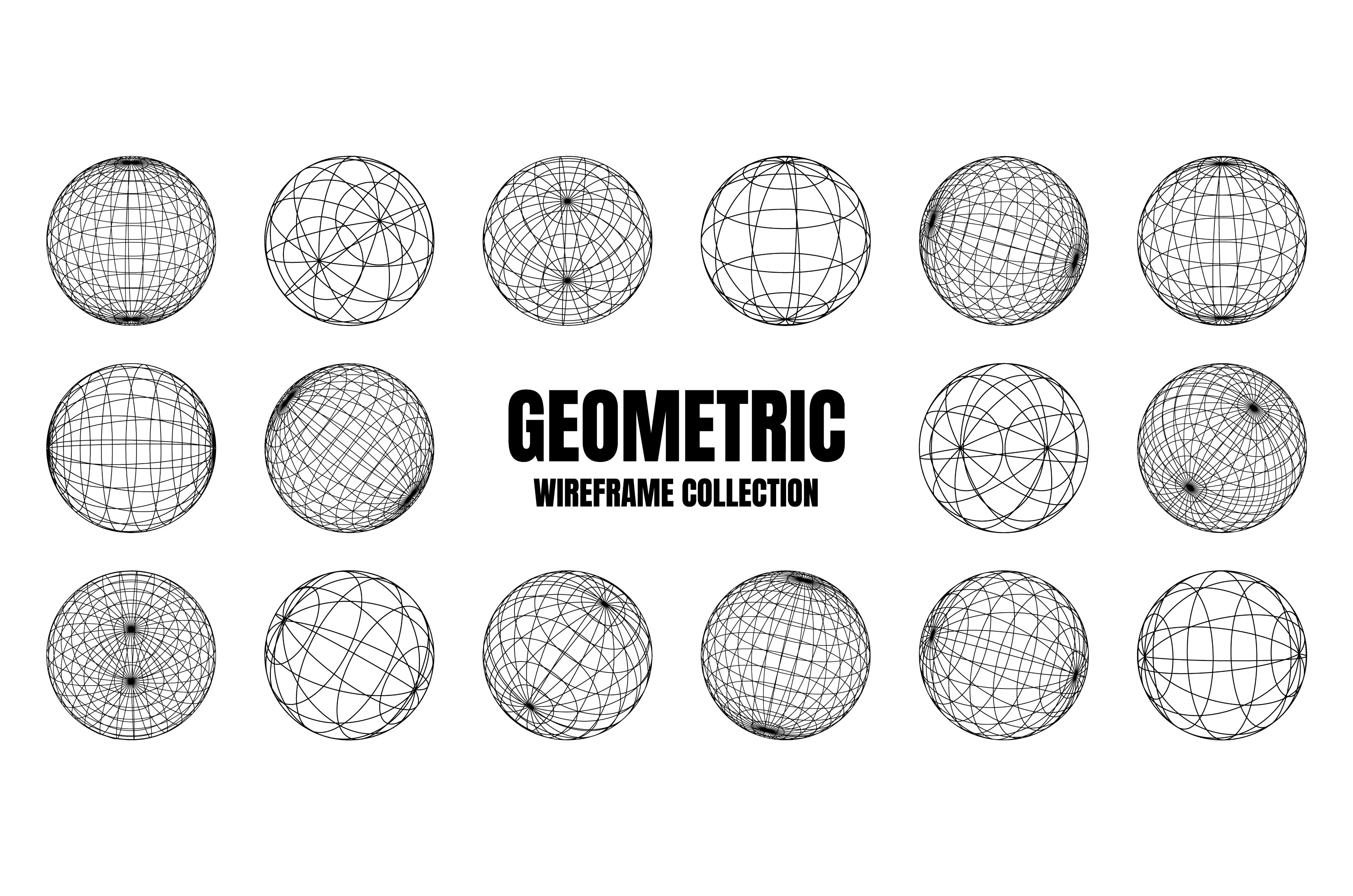 Wireframe shapes, lined sphere | Object Illustrations ~ Creative Market