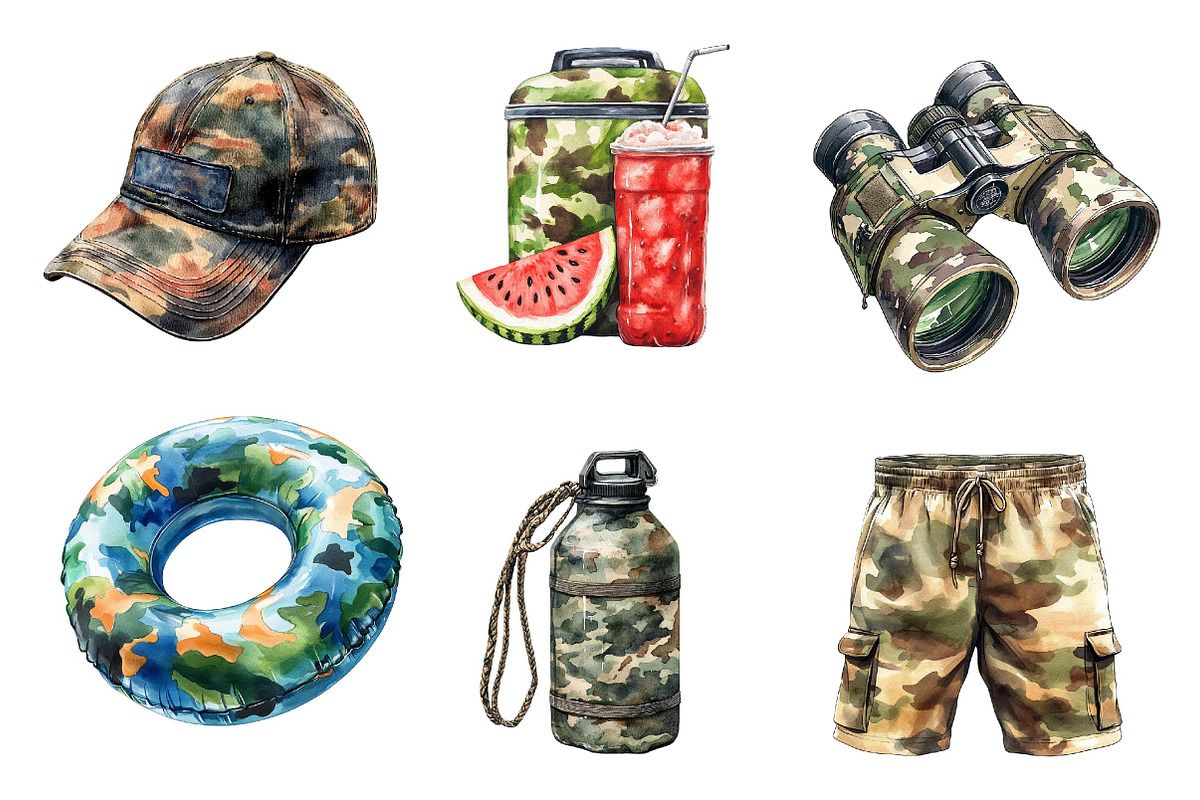 Camouflage Summer Elements Clipart, an Illustration by Dream Creation (Photo 2 of 6)