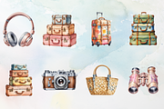 Watercolor Travel Clipart, a Decorative Illustration by Coralcreations (Thumbnail 2 of 5)