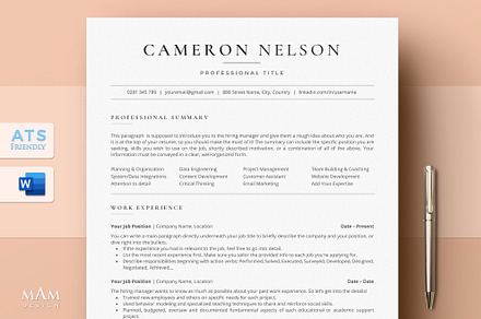 ATS Resume for Microsoft Word, a Resume Template by MAM Design