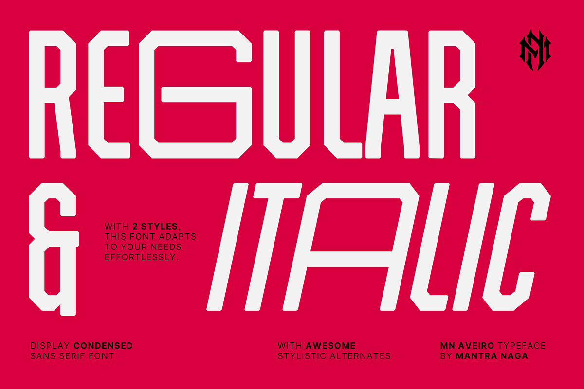 MN Aveiro - Display Condensed Font, a Sans Serif Font by Mantra Naga (Photo 10 of 17)