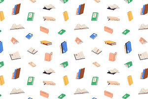 Paper Books Seamless Patterns Set