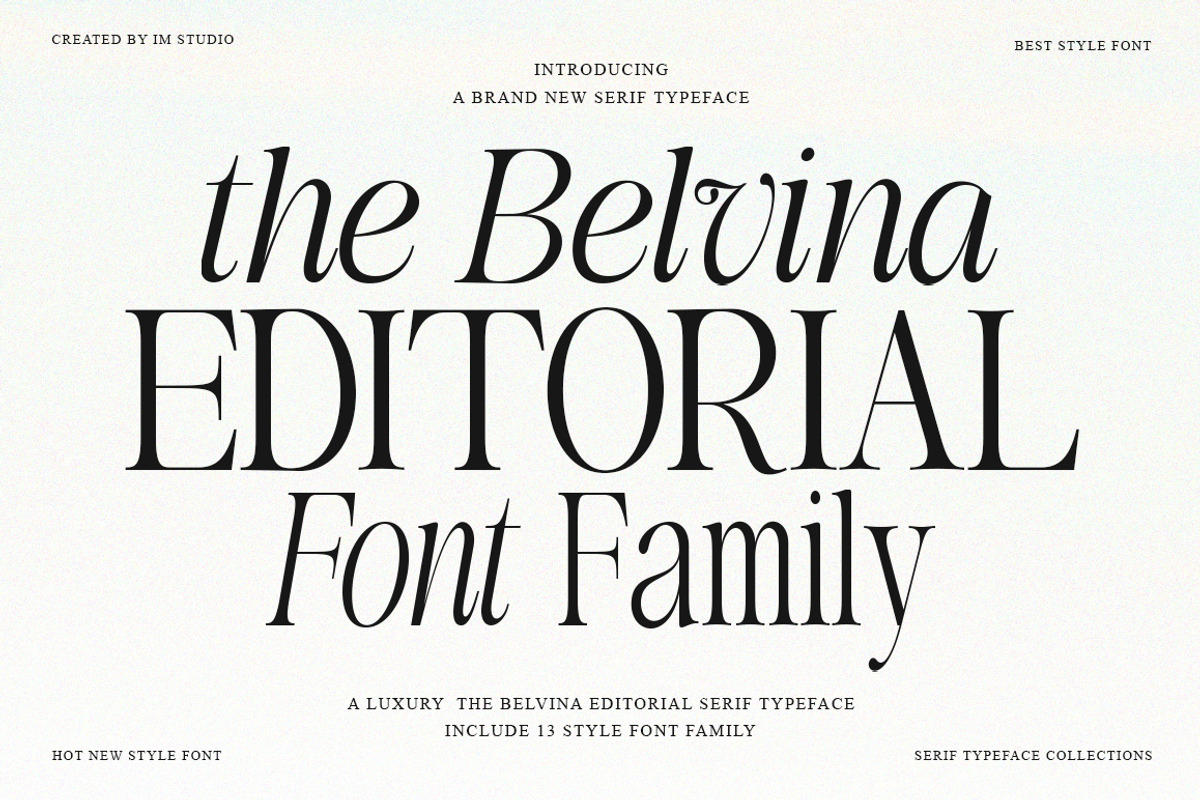 The Belvina Editorial 13 Font Style, a Serif Font by IM Studio (Photo 1 of 14)