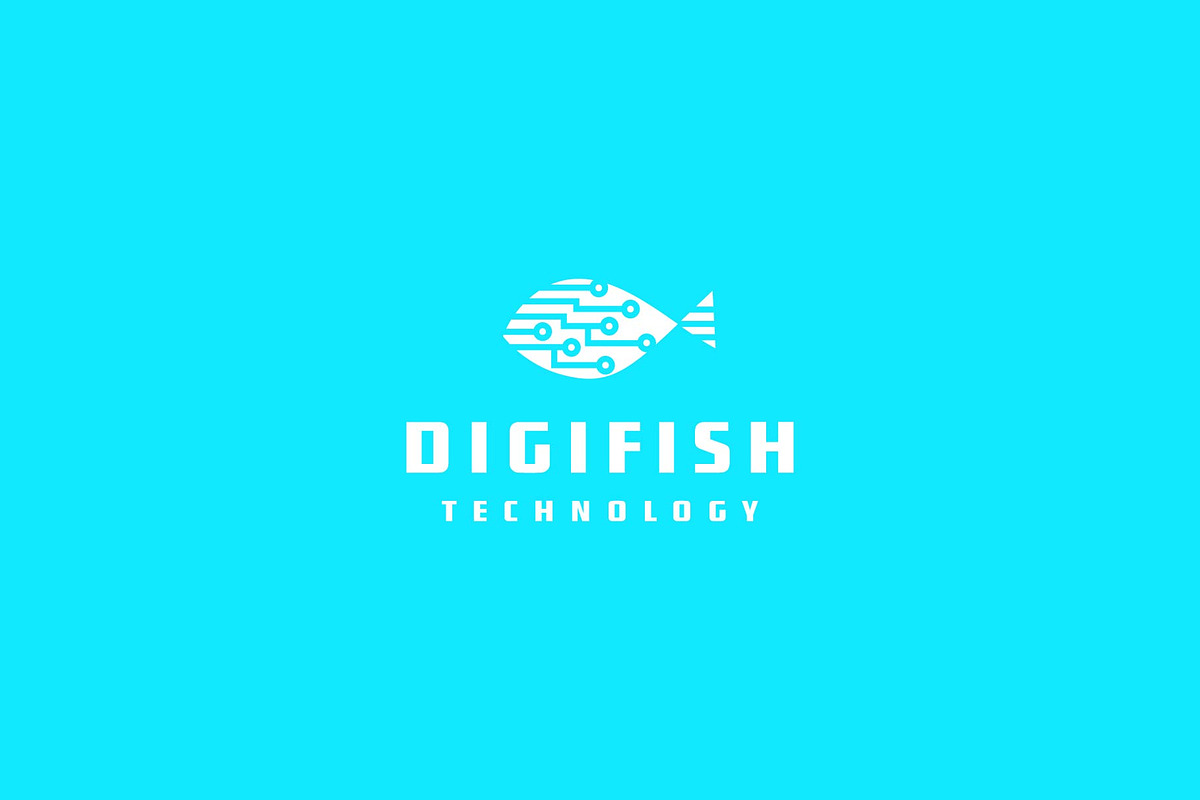 digital fish logo, a Branding & Logo Template by ZHR Creative
