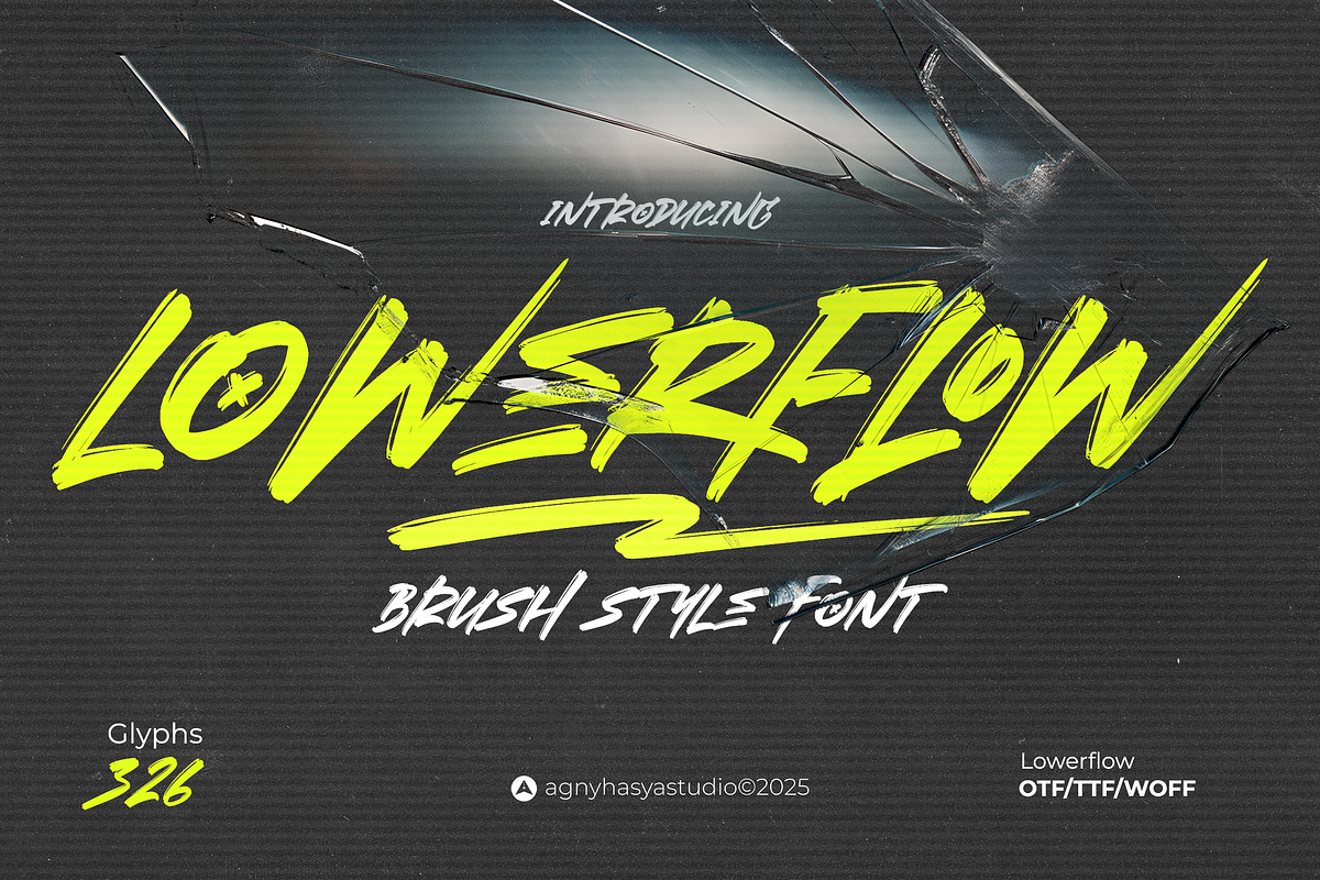 Lowerflow - Brush Font, a Font by agnyhasyastudio (Photo 1 of 10)