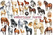 Watercolor Horse Clipart, an Illustration by Designworld (Thumbnail 1 of 8)