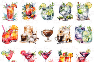 Watercolor Cocktail & Drinks Clipart